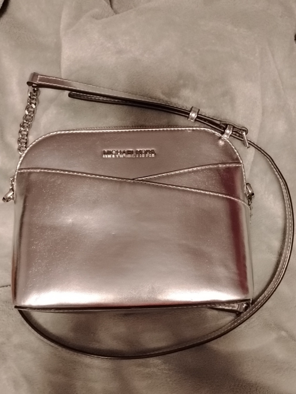 Michael Kors Silver Metallic Crossbody Bag